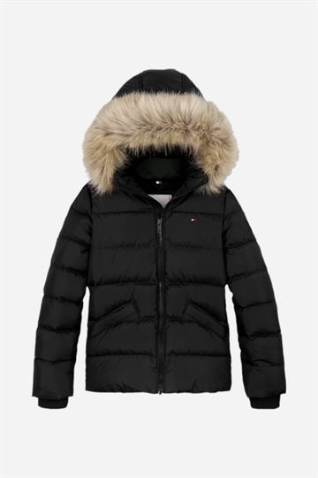 Tommy Hilfiger Essential Down Fur Hood Jacket - Black